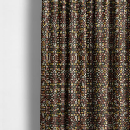 Bruges Modern Black Multi Coloured Full Hexagon Geometric Pattern Upholstery Fabrics CTR-730 - Made To Measure Curtains