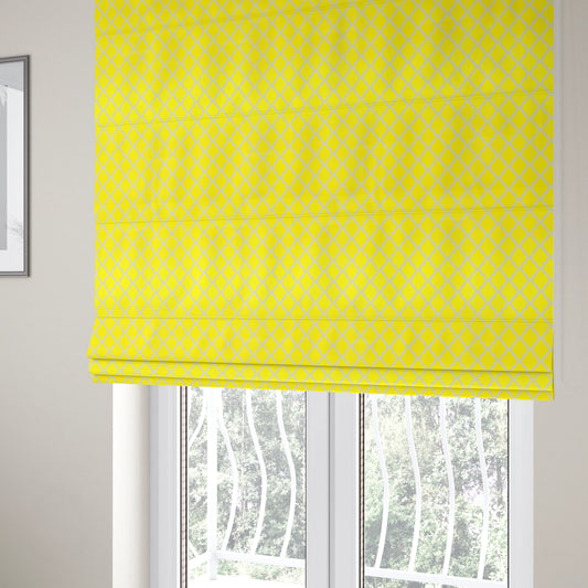 Freedom Printed Velvet Fabric Collection Modern Yellow Colour Pattern Upholstery Fabric CTR-74 - Roman Blinds