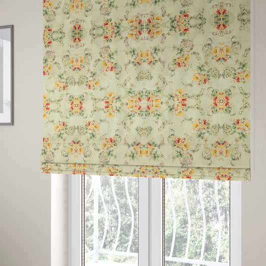 Freedom Printed Velvet Fabric Collection Floral Pattern Upholstery Fabric CTR-75 - Roman Blinds