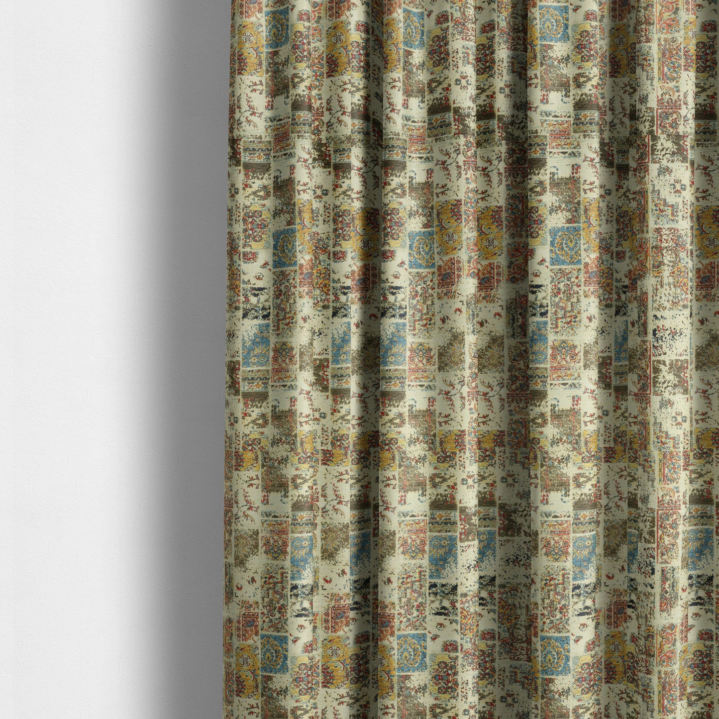 Freedom Printed Velvet Fabric Collection Patchwork Wall Art Pattern Upholstery Fabric CTR-76 - Made To Measure Curtains