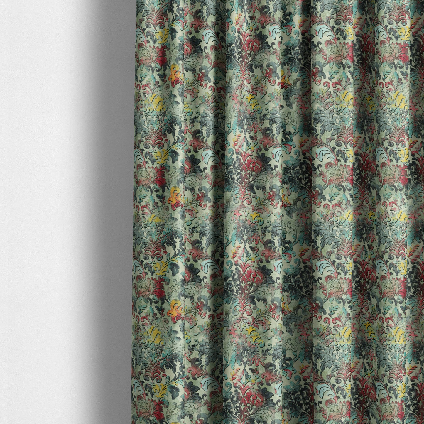 Freedom Printed Velvet Fabric Collection Floral Damask Multi Colour Upholstery Fabric CTR-77 - Made To Measure Curtains