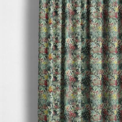 Freedom Printed Velvet Fabric Collection Floral Damask Multi Colour Upholstery Fabric CTR-77 - Made To Measure Curtains