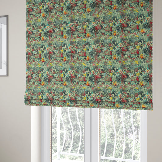 Freedom Printed Velvet Fabric Collection Floral Damask Multi Colour Upholstery Fabric CTR-77 - Roman Blinds