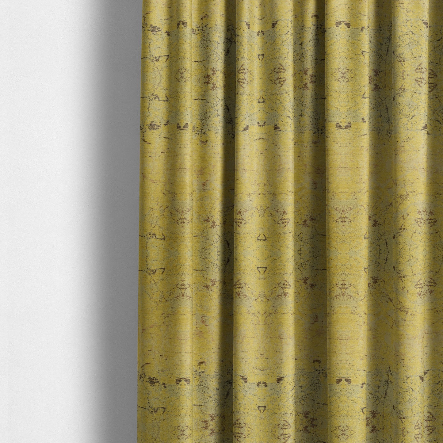 Agenda Quality Semi Plain Abstract Yellow Chenille Furnishing Upholstery Fabric CTR-782 - Made To Measure Curtains