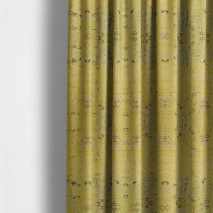 Agenda Quality Semi Plain Abstract Yellow Chenille Furnishing Upholstery Fabric CTR-782 - Made To Measure Curtains