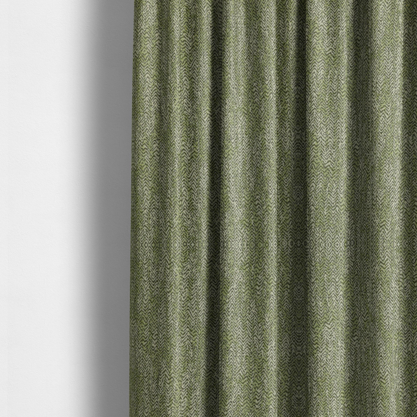 Trapeze Faded Herringbone Pattern Semi Plain Green Furnishing Fabrics CTR-792 - Made To Measure Curtains