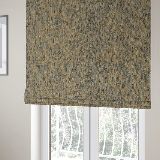 Trapeze Faded Herringbone Pattern Semi Plain Blue Yellow Furnishing Fabrics CTR-793 - Roman Blinds