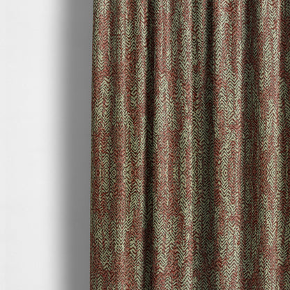 Trapeze Faded Herringbone Pattern Semi Plain Red Furnishing Fabrics CTR-797 - Made To Measure Curtains