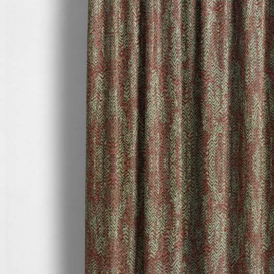 Trapeze Faded Herringbone Pattern Semi Plain Red Furnishing Fabrics CTR-797 - Made To Measure Curtains