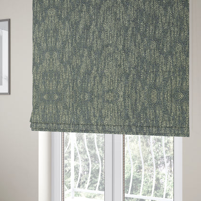 Trapeze Faded Herringbone Pattern Semi Plain Green Furnishing Fabrics CTR-799 - Roman Blinds