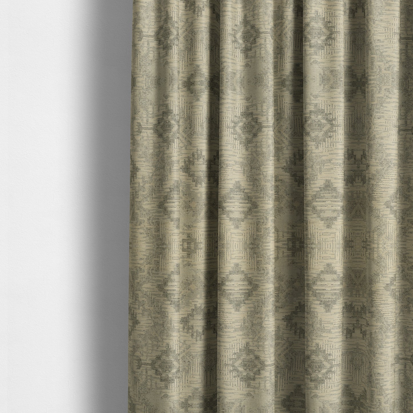 Elba Faded Kilim Traditional Pattern Cream Chenille Colour Furnishing Curtain Fabric CTR-801 - Made To Measure Curtains