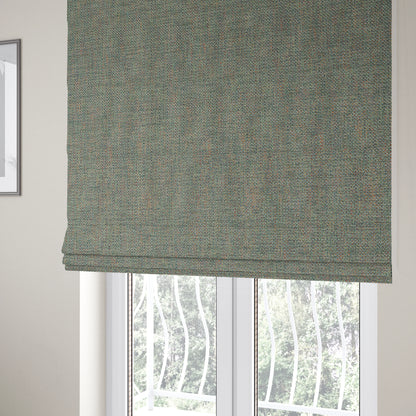 Downton Blue Semi Plain Lightweight Chenille Curtain Upholstery Fabrics CTR-809 - Roman Blinds