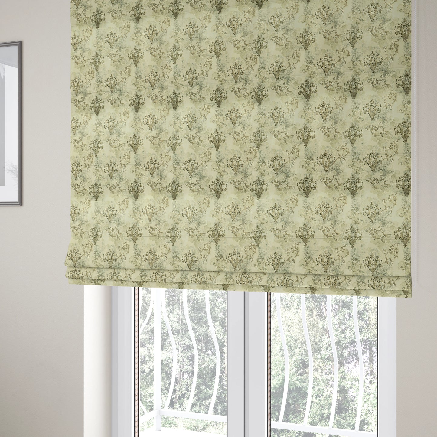 Freedom Printed Velvet Fabric Collection Damask Pattern In Brown Colour Upholstery Fabric CTR-81 - Roman Blinds