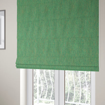 Downton Green Blue Semi Plain Lightweight Chenille Curtain Upholstery Fabrics CTR-810 - Roman Blinds