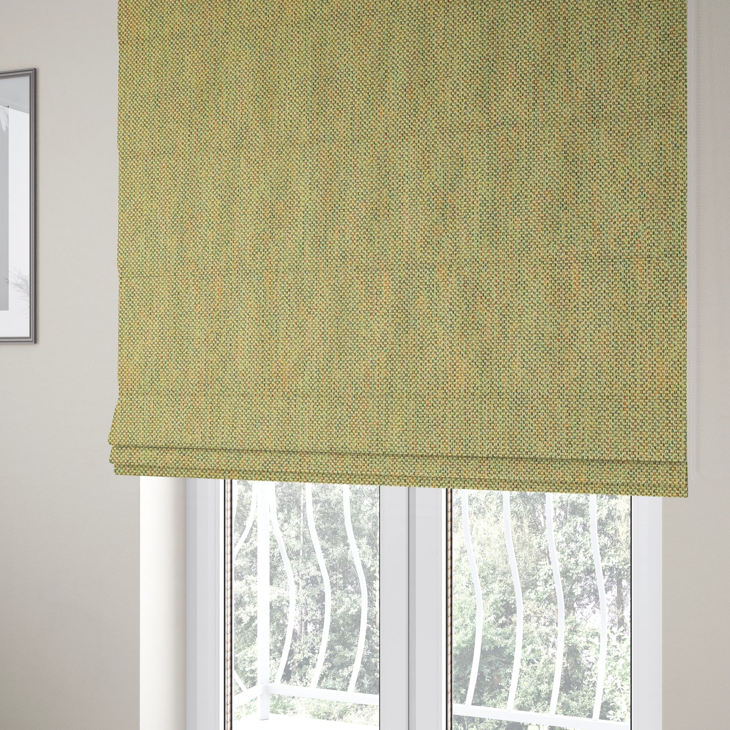 Downton Yellow Semi Plain Lightweight Chenille Curtain Upholstery Fabrics CTR-811 - Roman Blinds