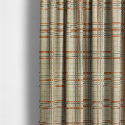 Sherbourne Wool Effect Chenille Orange Green Colour Tartan Plaid Pattern Curtain Upholstery Fabrics CTR-814 - Made To Measure Curtains