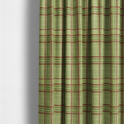 Sherbourne Wool Effect Chenille Green Colour Tartan Plaid Pattern Curtain Upholstery Fabrics CTR-815 - Made To Measure Curtains