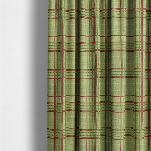 Sherbourne Wool Effect Chenille Green Colour Tartan Plaid Pattern Curtain Upholstery Fabrics CTR-815 - Made To Measure Curtains