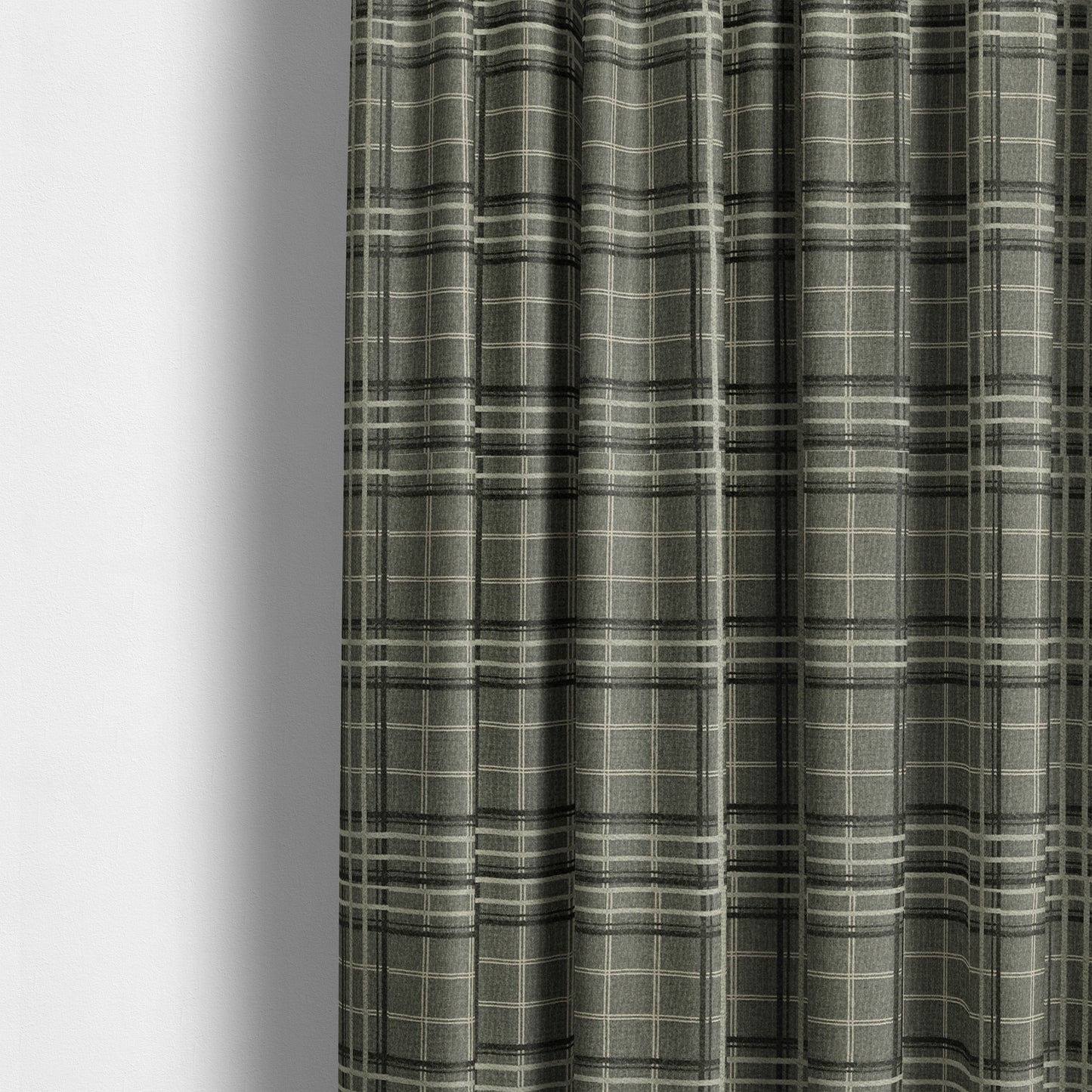 Sherbourne Wool Effect Chenille Grey Colour Tartan Plaid Pattern Curtain Upholstery Fabrics CTR-820 - Made To Measure Curtains