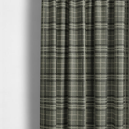 Sherbourne Wool Effect Chenille Grey Colour Tartan Plaid Pattern Curtain Upholstery Fabrics CTR-820 - Made To Measure Curtains