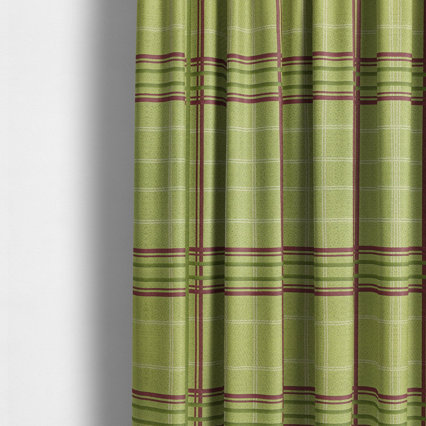 Melton Soft Wool Effect Chenille Green Tartan Pattern Curtain Upholstery Fabrics CTR-821 - Made To Measure Curtains