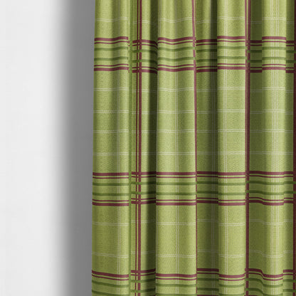 Melton Soft Wool Effect Chenille Green Tartan Pattern Curtain Upholstery Fabrics CTR-821 - Made To Measure Curtains