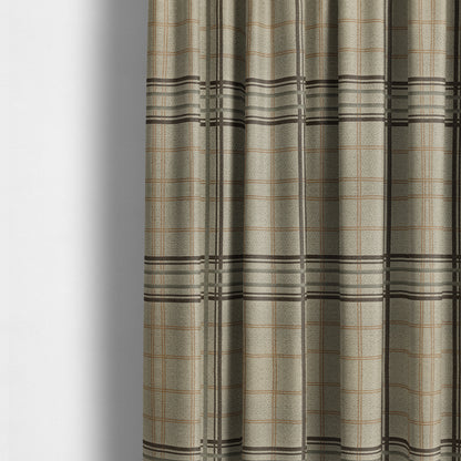 Melton Soft Wool Effect Chenille Brown Orange Tartan Pattern Curtain Upholstery Fabrics CTR-823 - Made To Measure Curtains