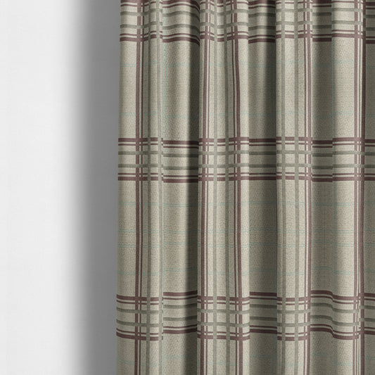 Melton Soft Wool Effect Chenille Purple Blue Tartan Pattern Curtain Upholstery Fabrics CTR-824 - Made To Measure Curtains