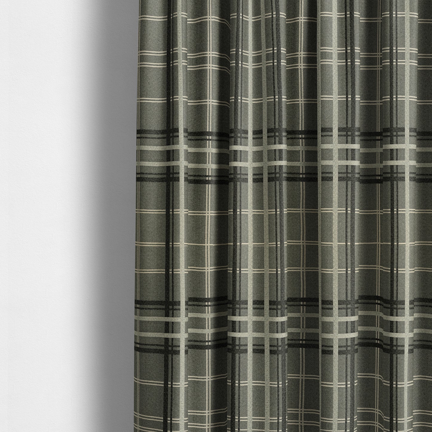 Melton Soft Wool Effect Chenille Grey Tartan Pattern Curtain Upholstery Fabrics CTR-828 - Made To Measure Curtains