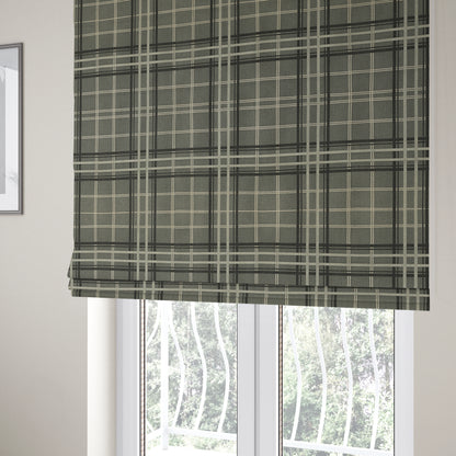 Melton Soft Wool Effect Chenille Grey Tartan Pattern Curtain Upholstery Fabrics CTR-828 - Roman Blinds