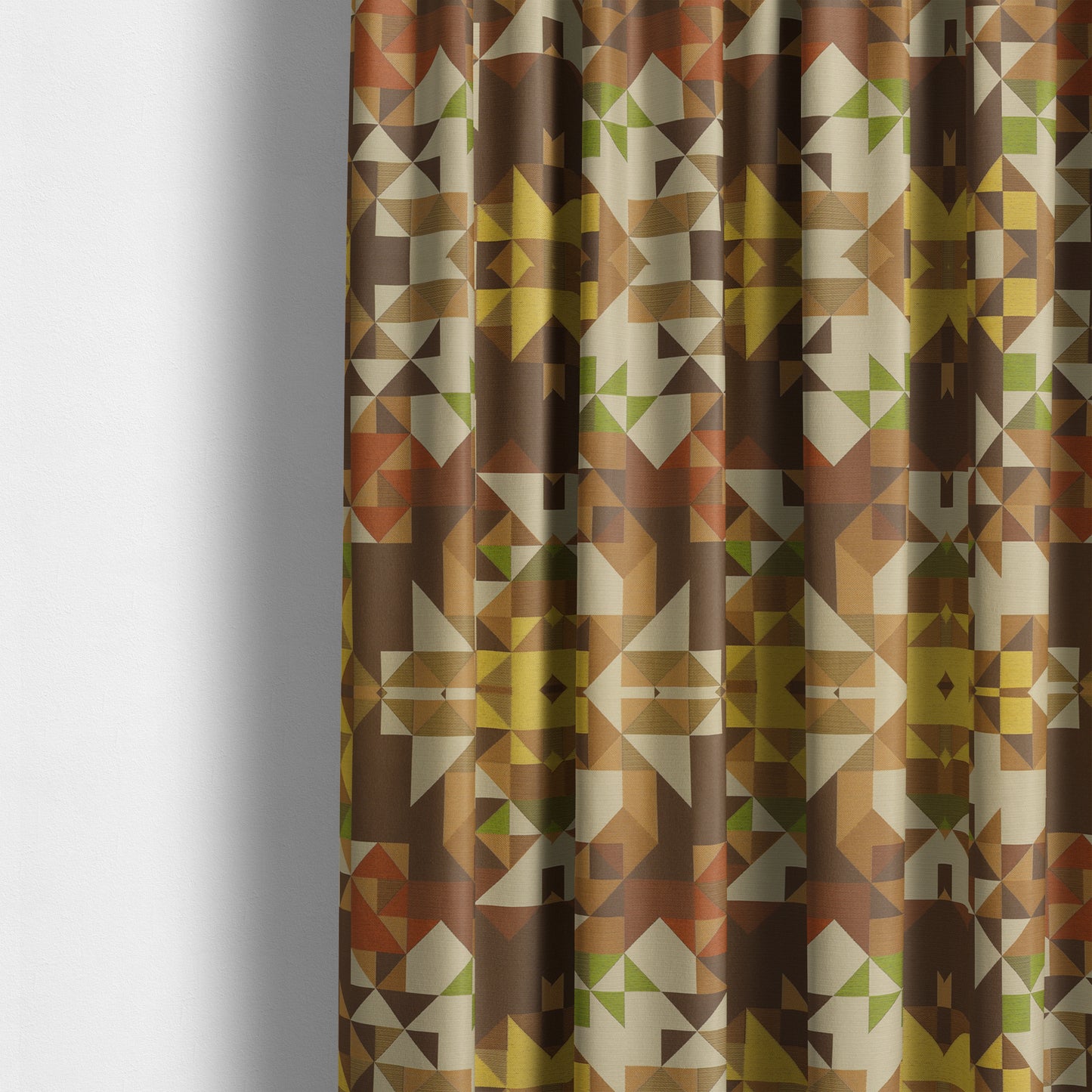 Hawaii Modern Geometric Brown Yellow Green Pattern Curtain Upholstery Fabrics CTR-829 - Made To Measure Curtains