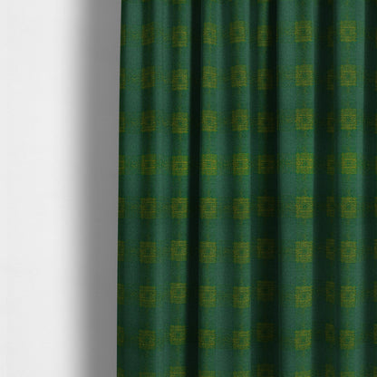 Glencoe Green Blue Colour Flat Weave Chenille Faded Tartan Pattern Upholstery Fabric CTR-837 - Made To Measure Curtains