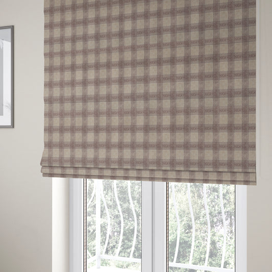 Glencoe Purple Lilac Colour Flat Weave Chenille Faded Tartan Pattern Upholstery Fabric CTR-839 - Roman Blinds