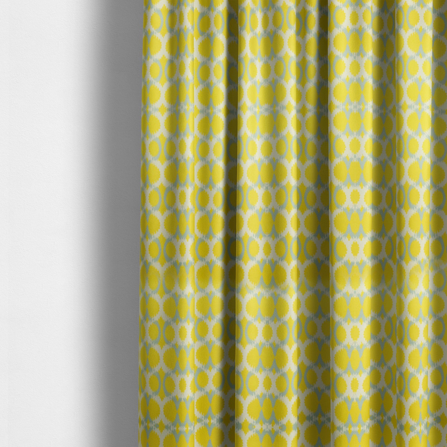 Freedom Printed Velvet Fabric Collection Small Damask Pattern In Yellow Grey Colour Upholstery Fabric CTR-84 - Made To Measure Curtains