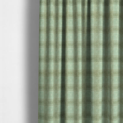 Glencoe Silver Blue Colour Flat Weave Chenille Faded Tartan Pattern Upholstery Fabric CTR-840 - Made To Measure Curtains