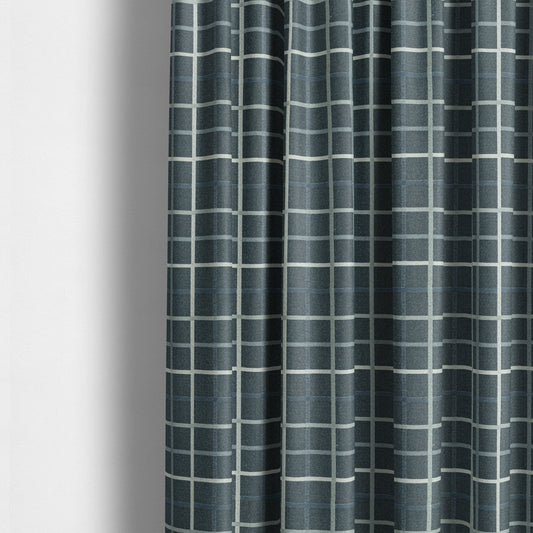 Clifton Blue Colour Tartan Scottish Pattern Soft Touch Wool Effect Furnishing Fabric CTR-841 - Made To Measure Curtains