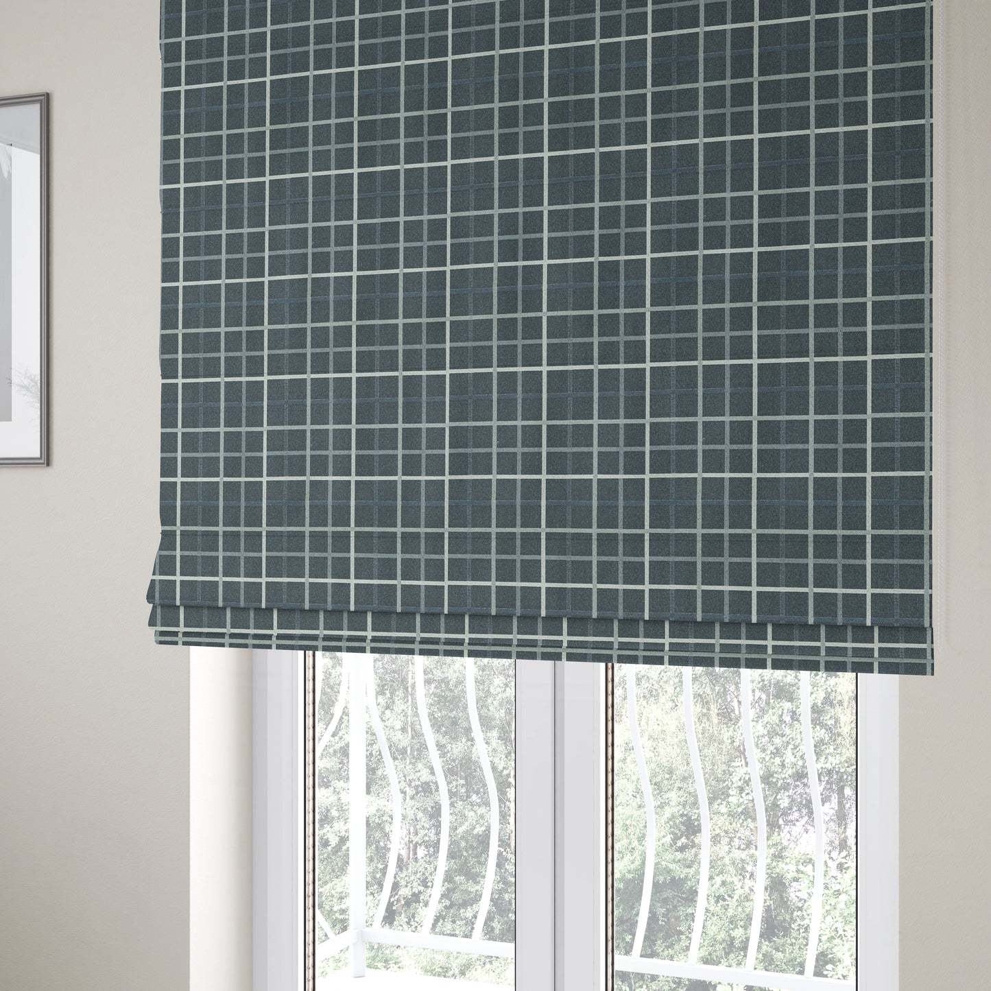 Clifton Blue Colour Tartan Scottish Pattern Soft Touch Wool Effect Furnishing Fabric CTR-841 - Roman Blinds