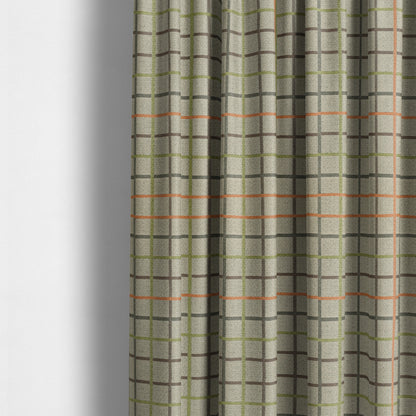 Clifton Orange Green Colour Tartan Scottish Pattern Soft Touch Wool Effect Furnishing Fabric CTR-842 - Made To Measure Curtains