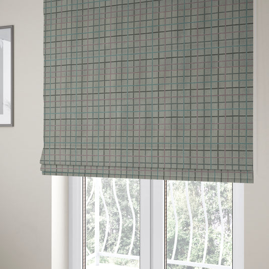 Clifton Blue Purple Colour Tartan Scottish Pattern Soft Touch Wool Effect Furnishing Fabric CTR-843 - Roman Blinds