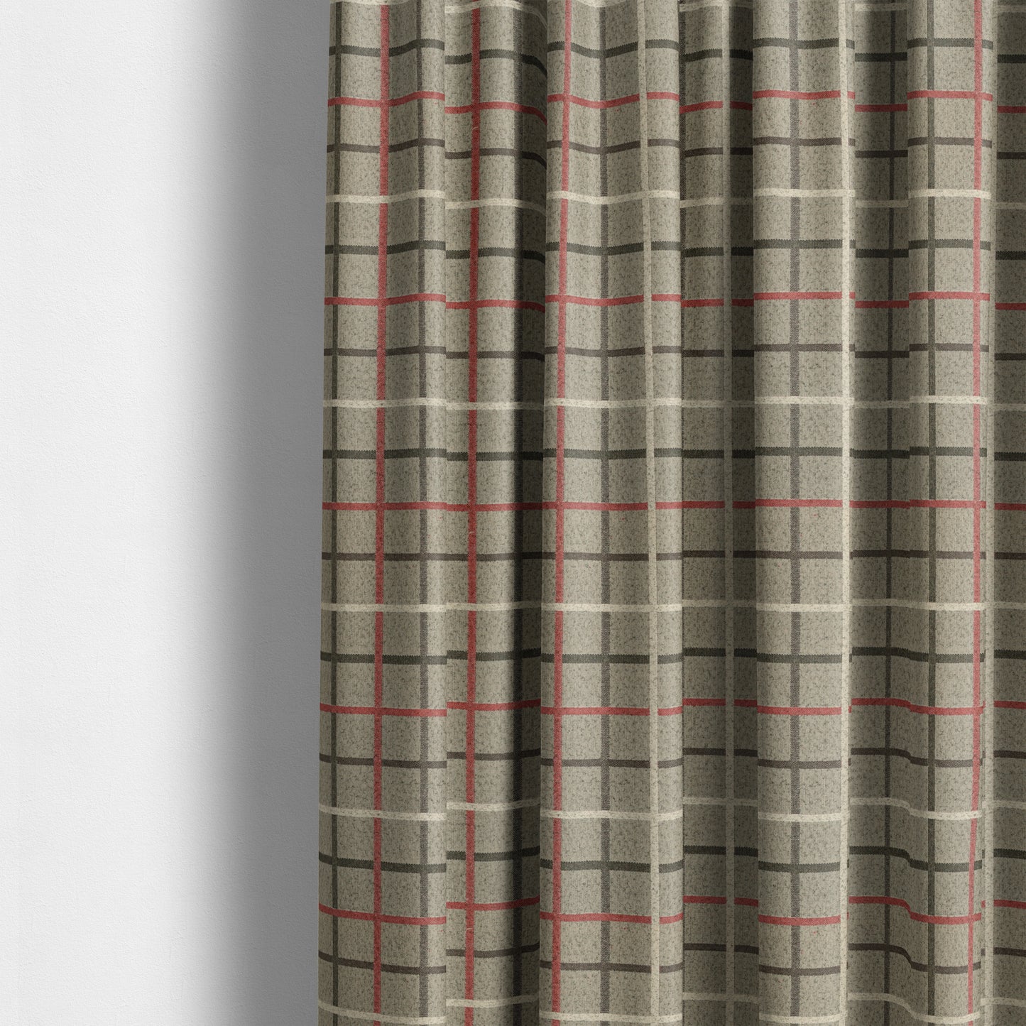 Clifton Red Brown White Colour Tartan Scottish Pattern Soft Touch Wool Effect Furnishing Fabric CTR-844 - Made To Measure Curtains