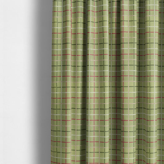 Clifton Green Colour Tartan Scottish Pattern Soft Touch Wool Effect Furnishing Fabric CTR-845 - Made To Measure Curtains