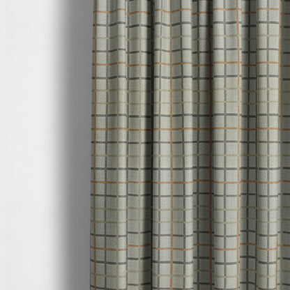 Clifton Grey Orange Colour Tartan Scottish Pattern Soft Touch Wool Effect Furnishing Fabric CTR-848 - Made To Measure Curtains