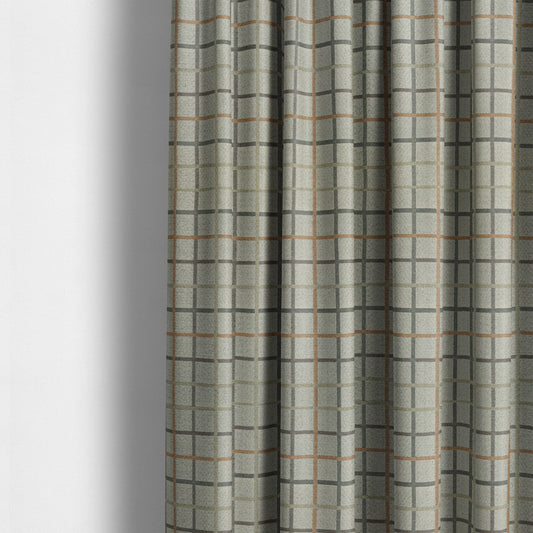 Clifton Grey Orange Colour Tartan Scottish Pattern Soft Touch Wool Effect Furnishing Fabric CTR-848 - Made To Measure Curtains