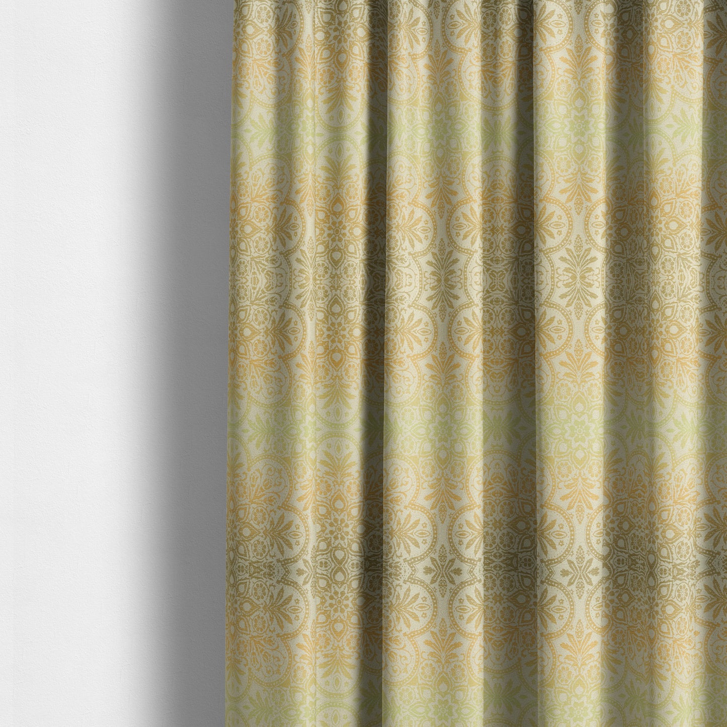 In Bloom Colourful Blossom Modern Pattern Green Orange Chenille Upholstery Fabric CTR-850 - Made To Measure Curtains