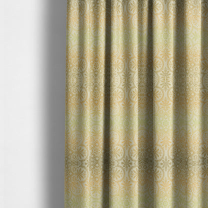 In Bloom Colourful Blossom Modern Pattern Green Orange Chenille Upholstery Fabric CTR-850 - Made To Measure Curtains