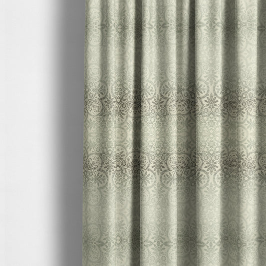 In Bloom Colourful Blossom Modern Pattern Grey Silver Chenille Upholstery Fabric CTR-851 - Made To Measure Curtains