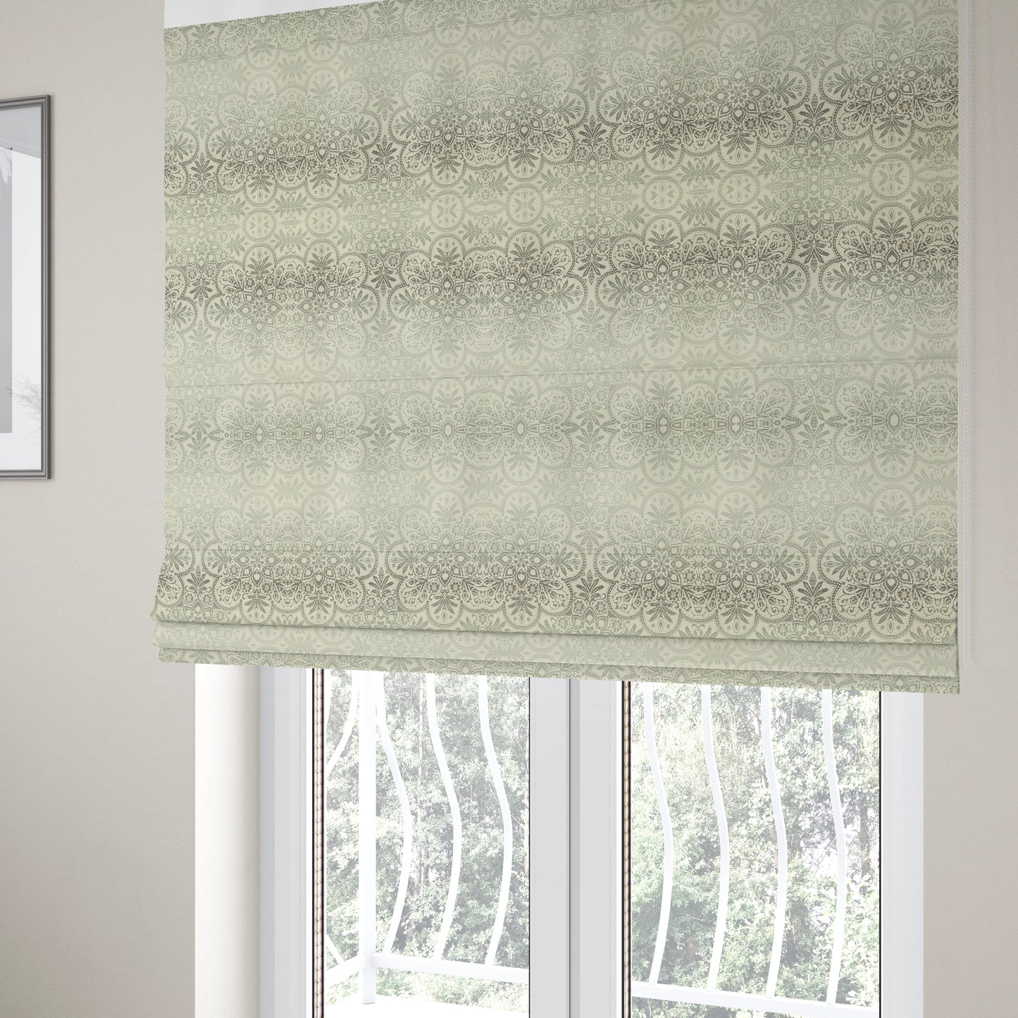 In Bloom Colourful Blossom Modern Pattern Grey Silver Chenille Upholstery Fabric CTR-851 - Roman Blinds