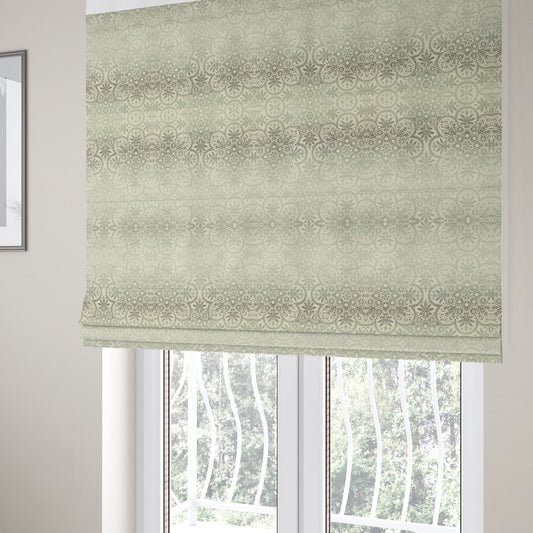 In Bloom Colourful Blossom Modern Pattern Grey Silver Chenille Upholstery Fabric CTR-851 - Roman Blinds