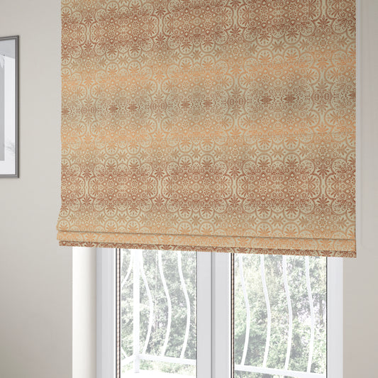 In Bloom Colourful Blossom Modern Pattern Orange Chenille Upholstery Fabric CTR-853 - Roman Blinds