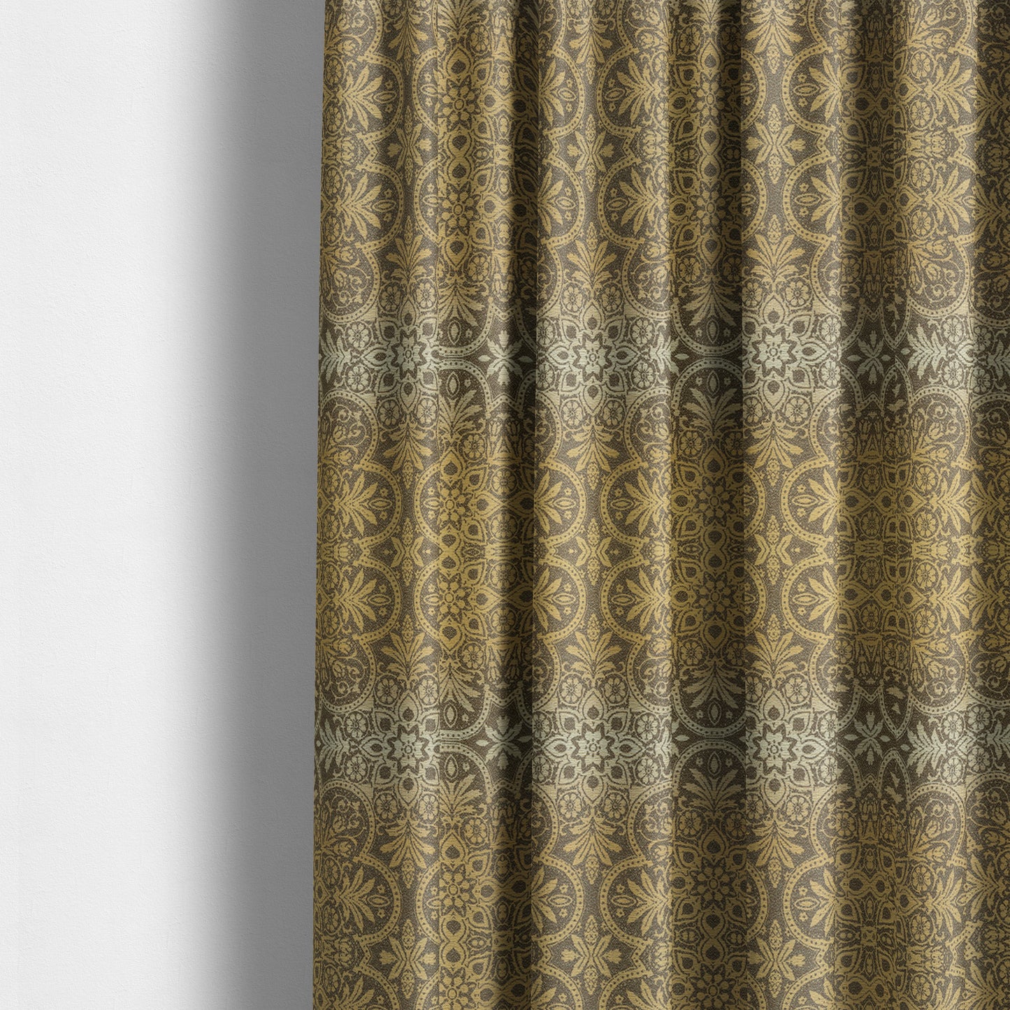 In Bloom Colourful Blossom Modern Pattern Brown Yellow Chenille Upholstery Fabric CTR-856 - Made To Measure Curtains